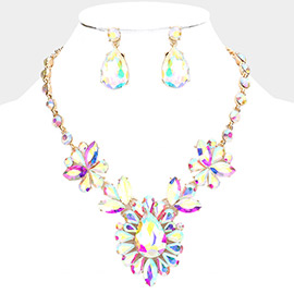 Teardrop Stone Cluster Evening Necklace