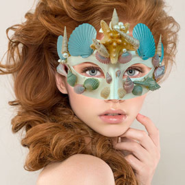 Starfish Conch Shell Pearl Embellished Half Mask
