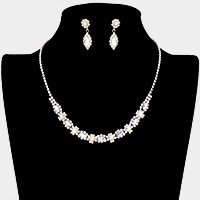 Marquise Round Stone Accented Rhinestone Necklace