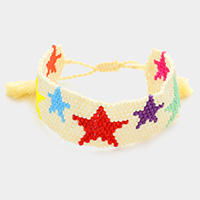 Beaded Star Tassel Cinch Pull Tie Bracelet