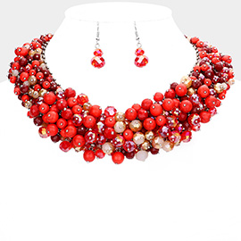 Natural Stone Faceted Beaded Collar Necklace