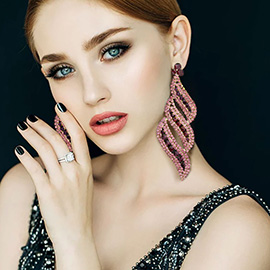 Oversized Pave Crystal Rhinestone Evening Earrings