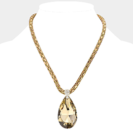 Teardrop Pendant Bling Necklace