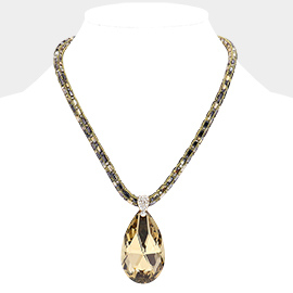 Teardrop Pendant Bling Necklace