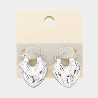 14K White Gold Dipped Heart Metal Pin Catch Earrings