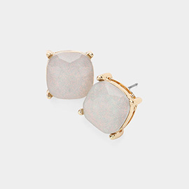 Glittered Cushion Square Stud Earrings