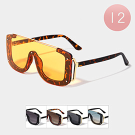 12PCS - Tinted Lens Retro Aviator Sunglasses