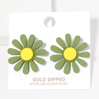 Gold Dipped Flower Stud Earrings