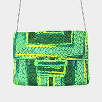 Thread Paper Thread Detailed Clutch / Crossbody Bag