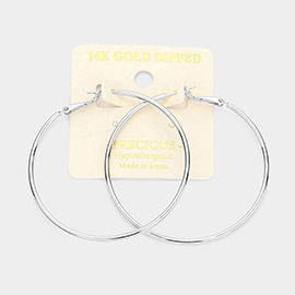 14K White Gold Dipped Metal Hoop Earrings