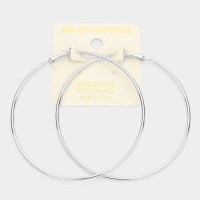 14K White Gold Dipped Metal Hoop Earrings