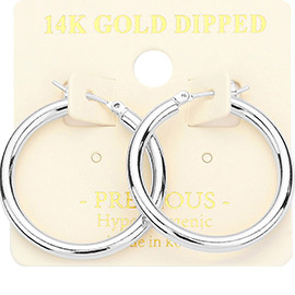 14K Gold Dipped Hypoallergenic Classic Pin Catch Hoop Earrings