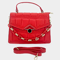 Faux Leather Top Handle Crossbody Bag