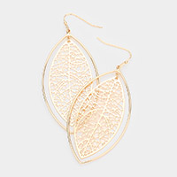 Filigree Brass Metal Marquise Dangle Earrings