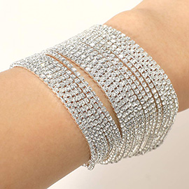 Multi Layered Rhinestone Evening Bracelet