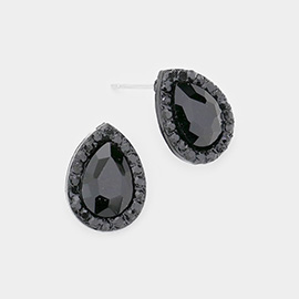 Teardrop Stone Evening Stud Earrings