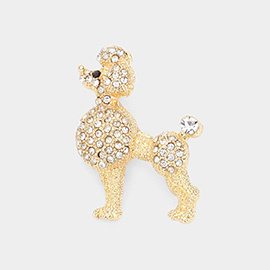 Rhinestone Paved Poodle Brooch
