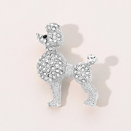 Rhinestone Paved Poodle Brooch