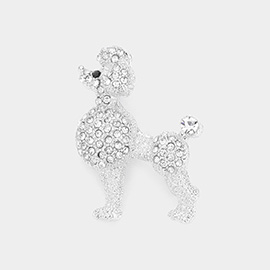 Rhinestone Paved Poodle Brooch