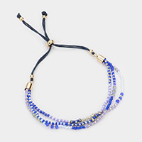 Triple Layered Beaded Adjustable Pull Tie Bracelet