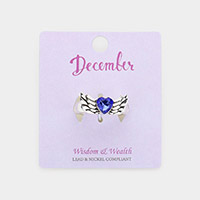 December - Birthstone Heart Wing Stretch Ring