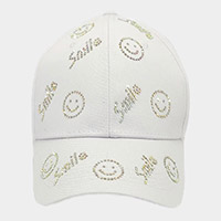 Bling Smile Message Smile Face Patterned Baseball Cap