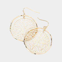 Metal Tree Filigree Dangle Earrings