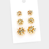 3PAIRS - Christmas Bow Stud Earrings