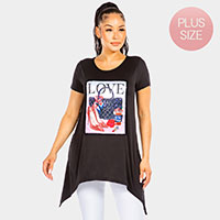 Bling Love Graphic Printed Half Sleeves Top