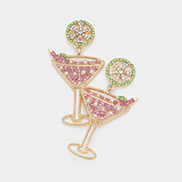 Rhinestone Pearl Paved Cocktail Dangle Earrings