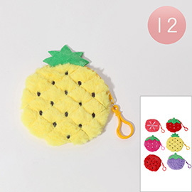 12PCS - Fuzzy Fruit Coin Purses