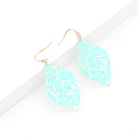 Celluloid Acetate Leaf Pattern Marquise Dangle Earrings