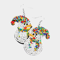 Felt Back Beaded Christmas Theme Duck Dangle Earrings