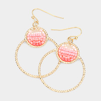 Open Metal Circle Beads Embellished Dangle Earrings