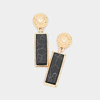 Rectangular Natural Stone Drop Dangle Earrings