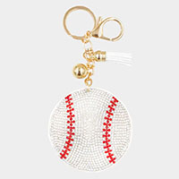 Bling Baseball Tassel Keychain