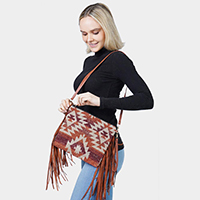 Western Pattern Tassel Crossbody / Clutch Bag