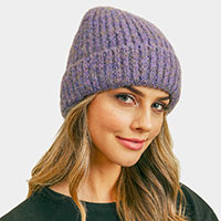 Fuzzy Mixed Color Knit Beanie Hat