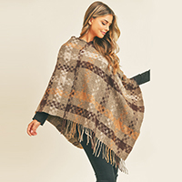 Multi Color Pixel Check Poncho