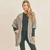 Braided Trim Lined Kimono Poncho