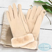 Stitch Faux Fur Cuff Smart Gloves