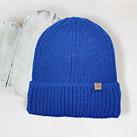 Solid Ribbed Cuff Beanie Hat