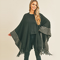 Stripe Pattern Bottom Ruana Poncho