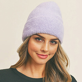 Fuzzy Solid Beanie Hat