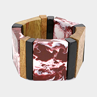 Celluloid Acetate Wood Stretch Bracelet