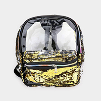 Sequin Rainbow Zipper Transparent Mini Backpack