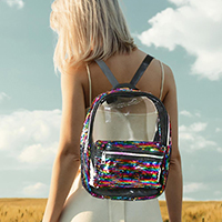 Sequin Rainbow Zipper Transparent Mini Backpack