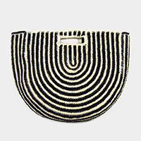 Round Stripped Knitted Woven Tote Bag