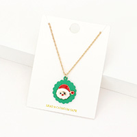 Polymer Clay Christmas Santa Pendant Necklace