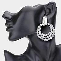 Rhinestone Cluster Open Circle Earrings